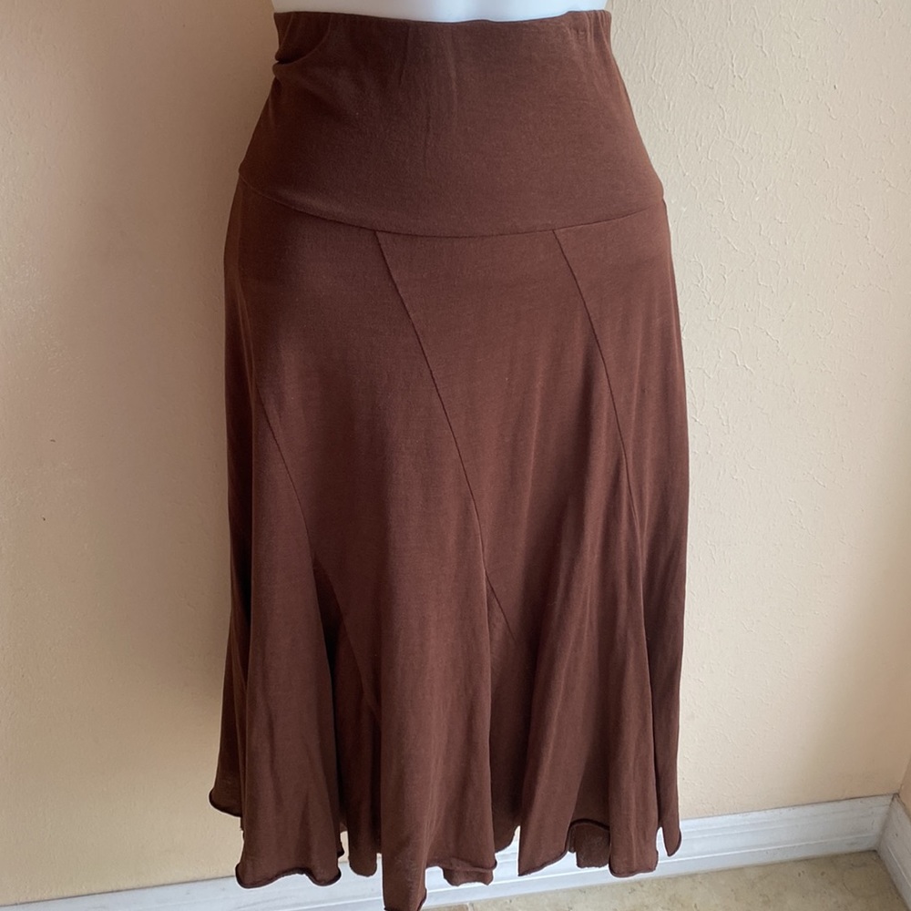 Brown MIDI skirt Cotton DKNY small double layer raw hem S